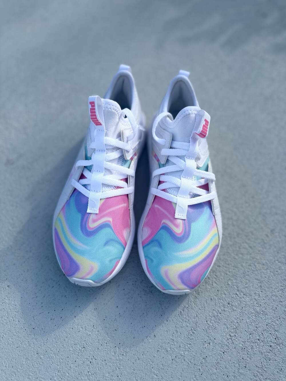 Puma Softride Sophia Swirl White Island Paradise Pink Glimmer Running Shoes Snea